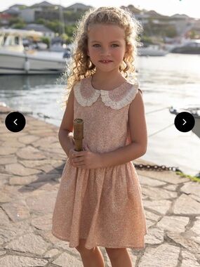Girls' Lace Collar Floral Dress - Pink